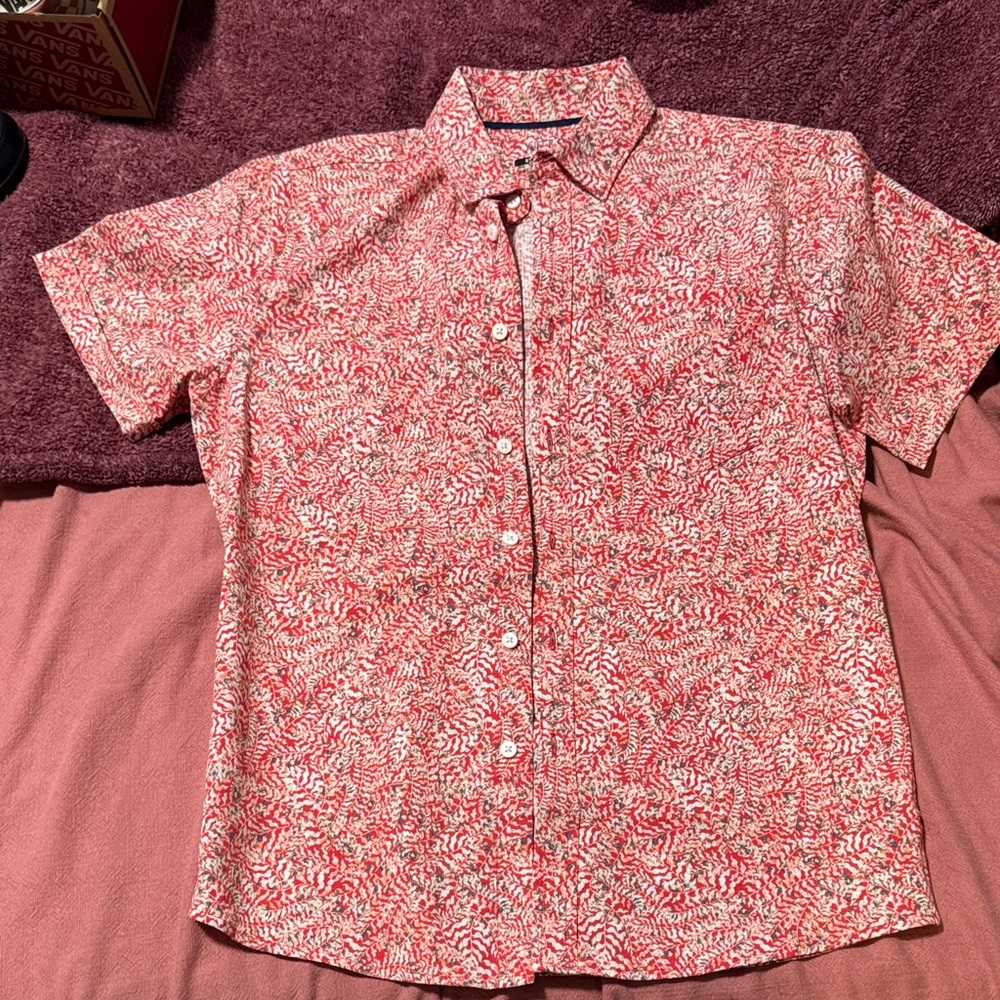 Apt. 9 Red and White Patterned Casual Shirt